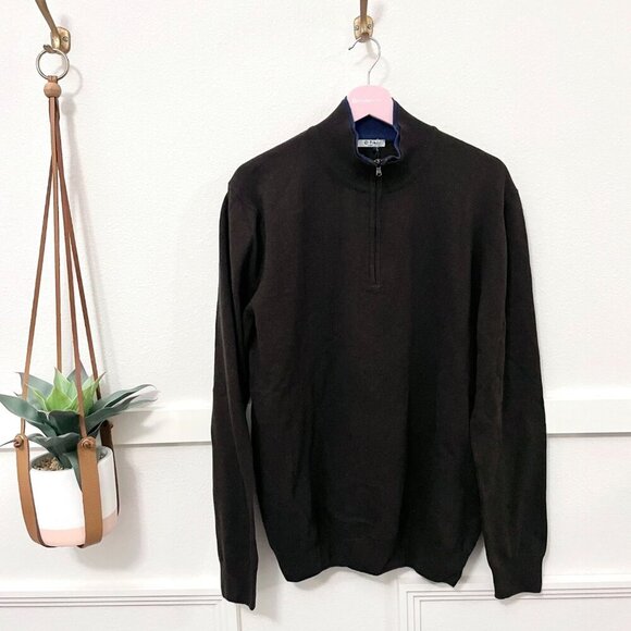 NWT Tiki Napoli Brown 1/4 Zip Wool Cashmere Blend Sweater TK1006 IT 54 Size L - Picture 1 of 8